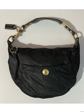 Coach Y2K Hampton Hobo Shoulder Bag Nylon Teal Stitching With Teal Lining